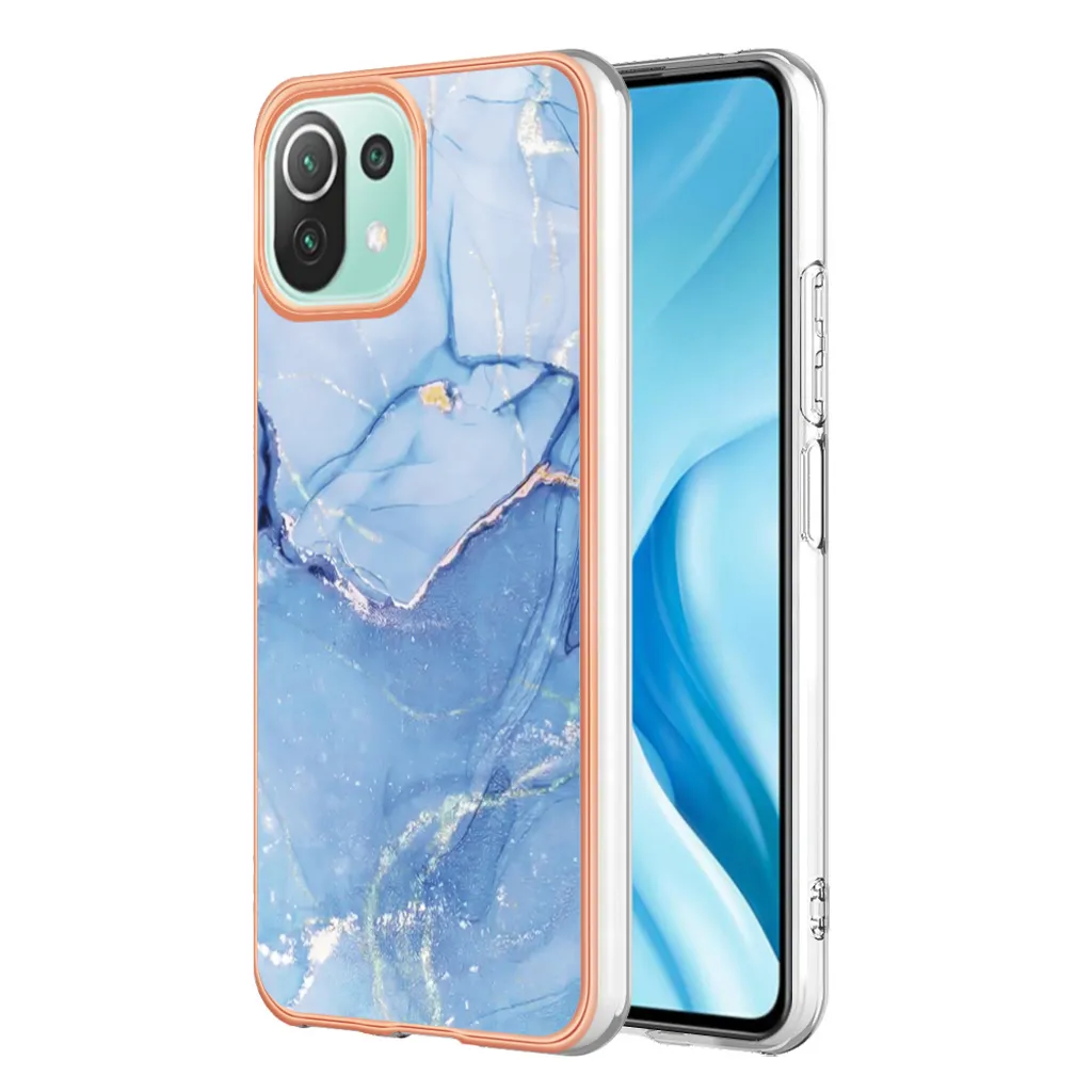 Custodia per Xiaomi Mi 11 Lite, custodia in silicone TPU a fantasia, paraurti antiurto blu