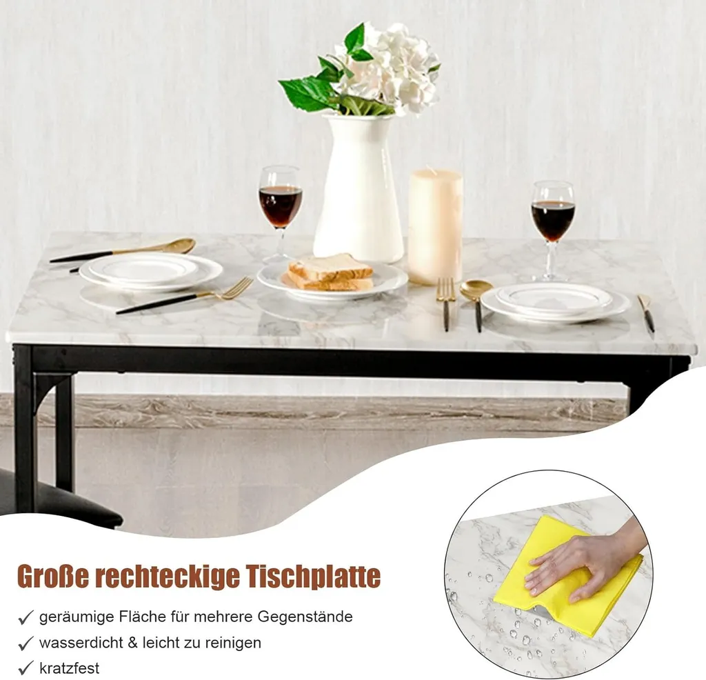 COSTWAY Ensemble Table de Bar avec 2 Tabourets Rembourrés Blanc 90cm - 4