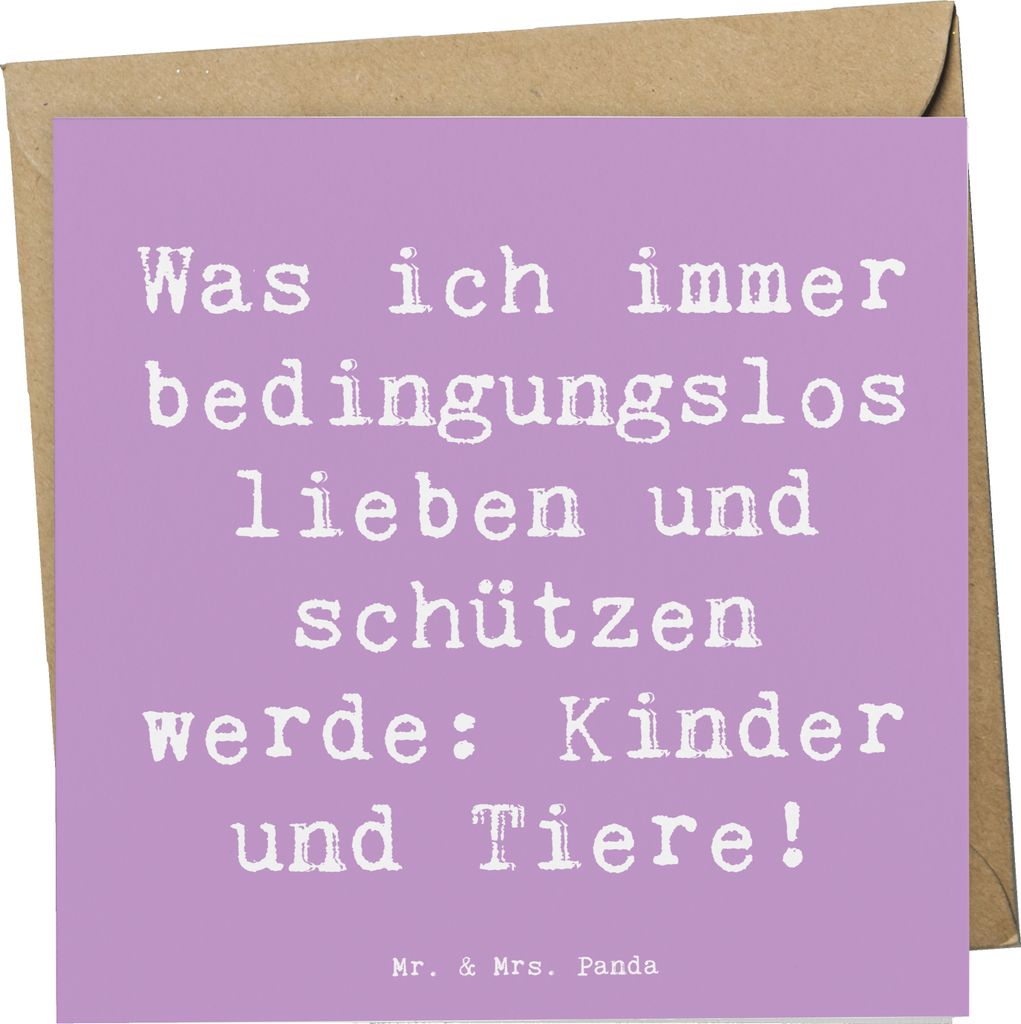 Mr. & Mrs. Panda Glückwunschkarte Spruch Schutz für Kinder - Lavendeltraum - Geschenk, Stimmungen, Grußkarte, Motivation, faltkarte, bedingungsl...