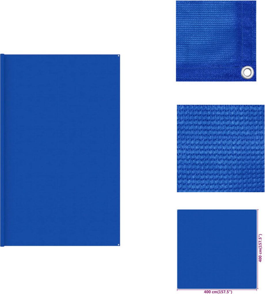 vidaXL Zeltteppich 400x400 cm Blau HDPE - Zeltzubehör