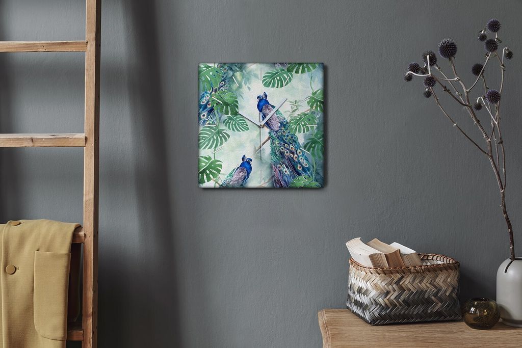 Coloray Hodiny Unikátní 30x30 cm Tiché hodiny Pro obývací pokoj a kuchyň Nástěnné hodiny Plátno Bílé ručičky hodin - Zweig opouští...