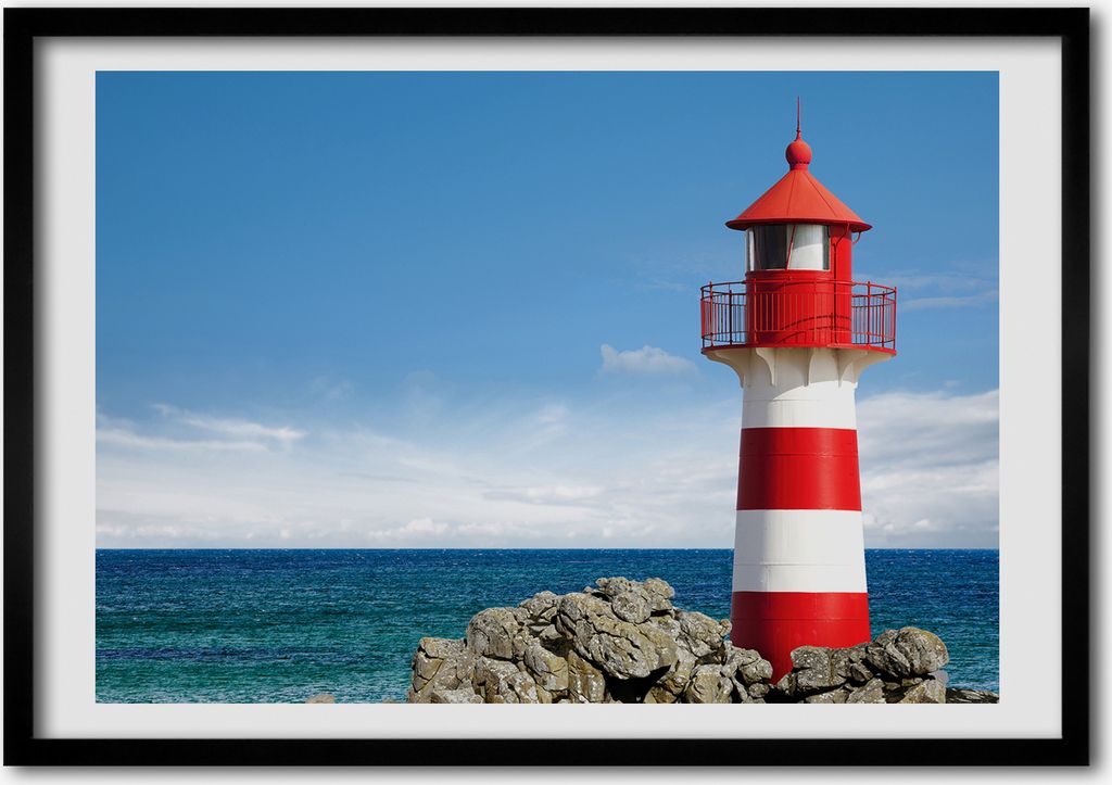 Bild - Bilder - Bilderrahmen - 70 cm x 50 cm - MDF-Rahmen, Wandkunst Leuchtturm