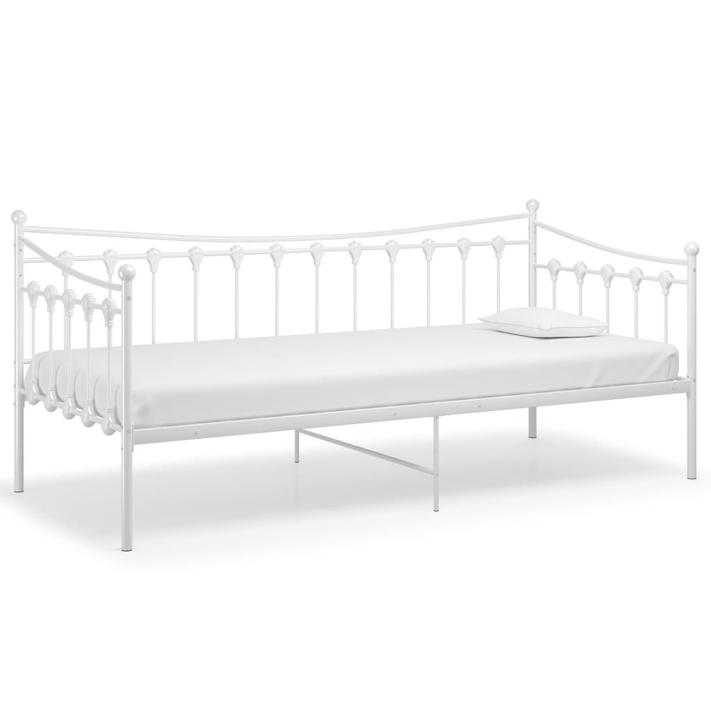 vidaXL Schlafsofa Bettgestell Weiß Metall 90x200 cm Produktbild 