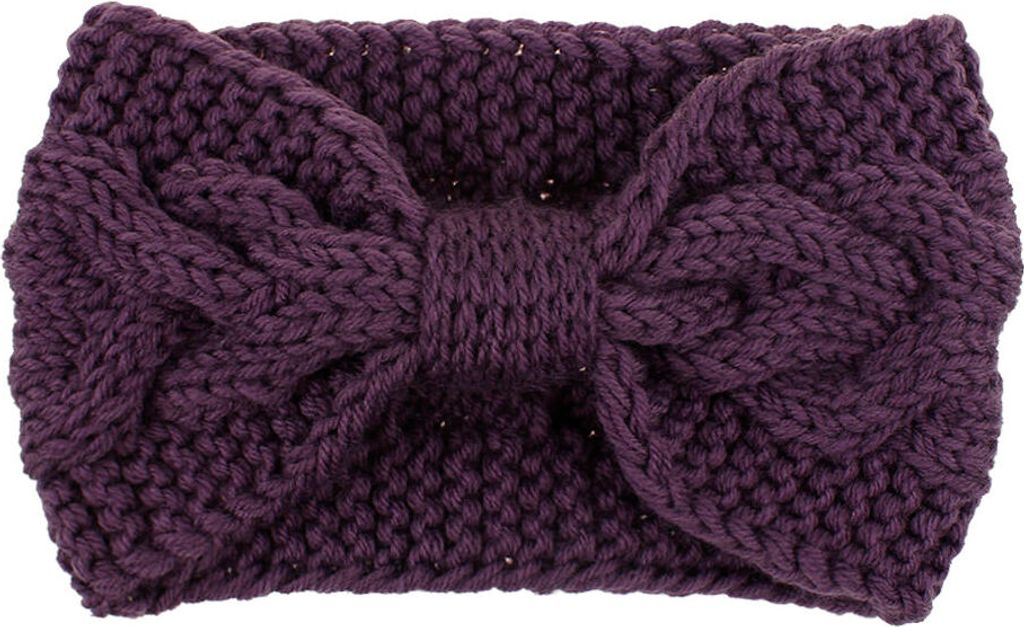 Oblique Unique Damen Stirnband Haar Band für den Herbst Winter Ohrenwärmer Zopfmuster in Einheitsgröße - lila