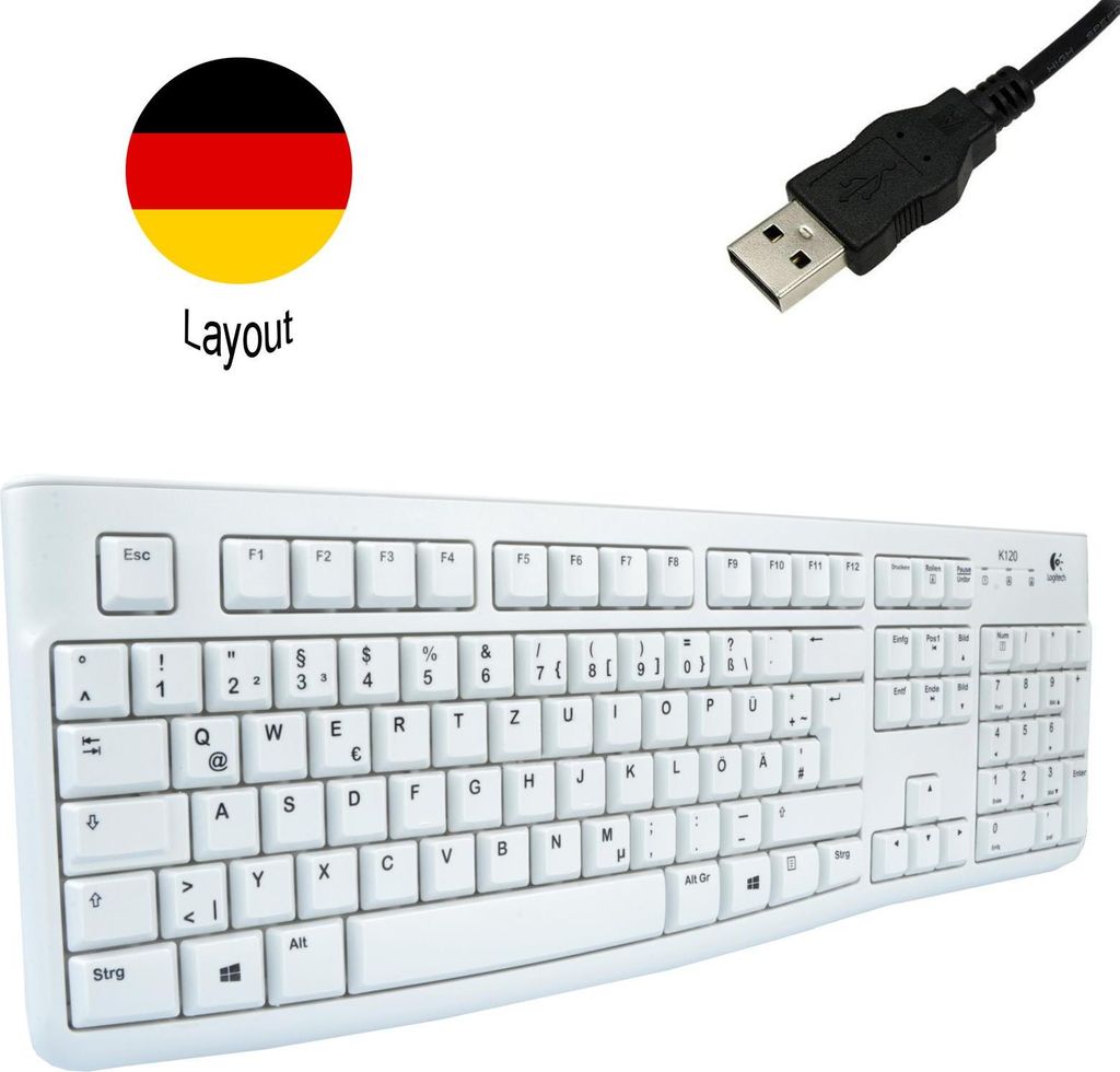 Logitech K 120 Keyboard OEM USB white