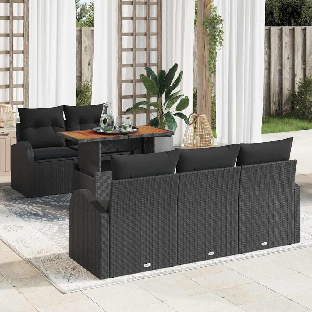 Maison Exclusive - Garten-Sofa-Set mit Speicher 6 pcs Schwarz Poly Rattan