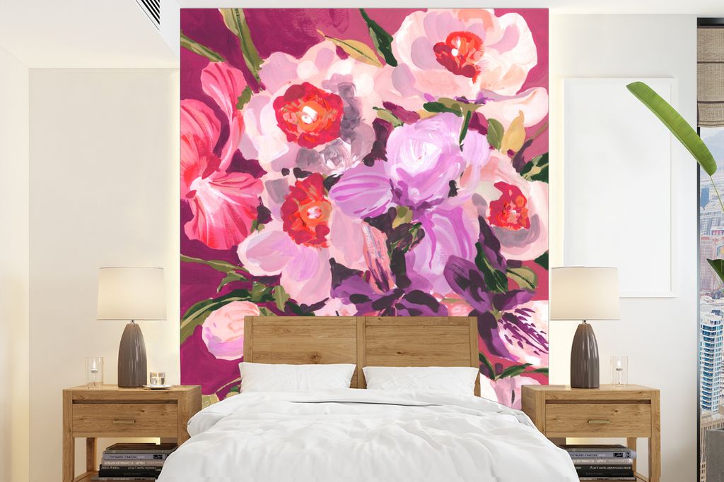 MuchoWow Fototapete für Wohnzimmer oder Schlafzimmer Wandtapete Vinyl Motivtapete Rosa - Orchidee - Blumen - Botanisch - 175x240 cm - Schlafzimm...
