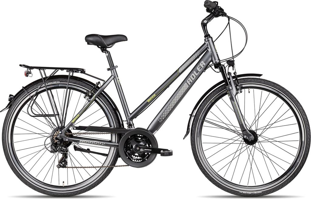 Adler Verona Trapez vielseitiges Damen-Trekkingbike mit Straßenausstattung 28 Zoll Schwarz 55 cm