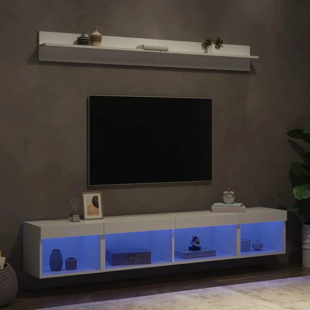Mobili TV Sospesi con LED Maison Exclusive Bianco: Set 5 Pezzi Elegante