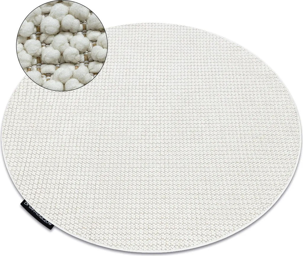 Tapis Blanc Doux Casablanca Loop - Finition Bouclée Premium Diamètre 100