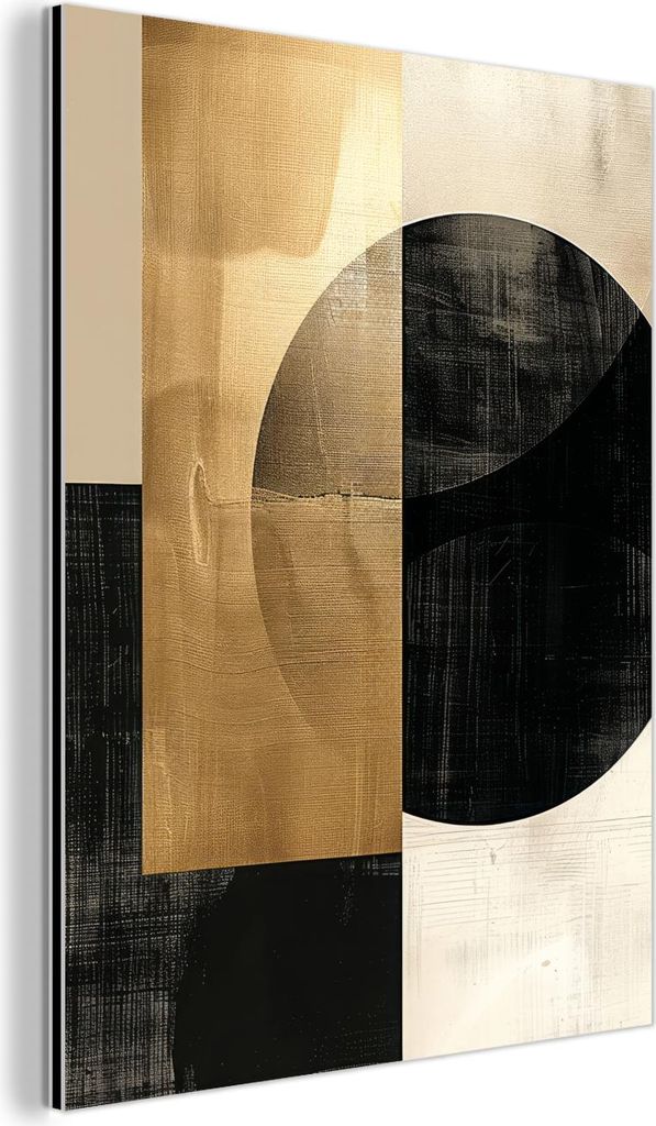 MuchoWow Wanddekoration Metall Metallbild Wandkunst 90x120 cm Abstrakt - Modern - Schwarz - Gold MuchoWow Aluminium Gemälde - Industrial
