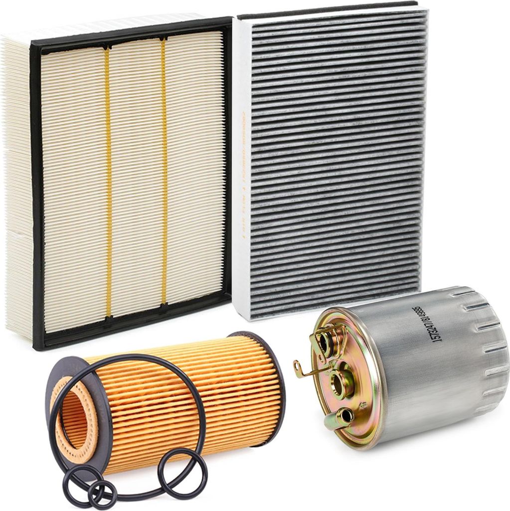 RIDEX Filterset Inspektionspaket Filtersatz passend für MERCEDES-BENZ SPRINTER 3-t Kasten (903) SPRINTER 3-t Bus (903) SPRINTER 2-t Kasten (901, 902)