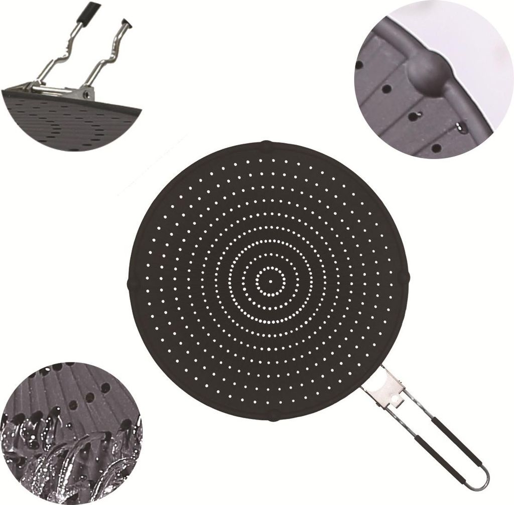 32 cm Multifunktionaler silikon spritzschutz, faltbarer topfdeckel & filter, hitzebeständig bis 250°C