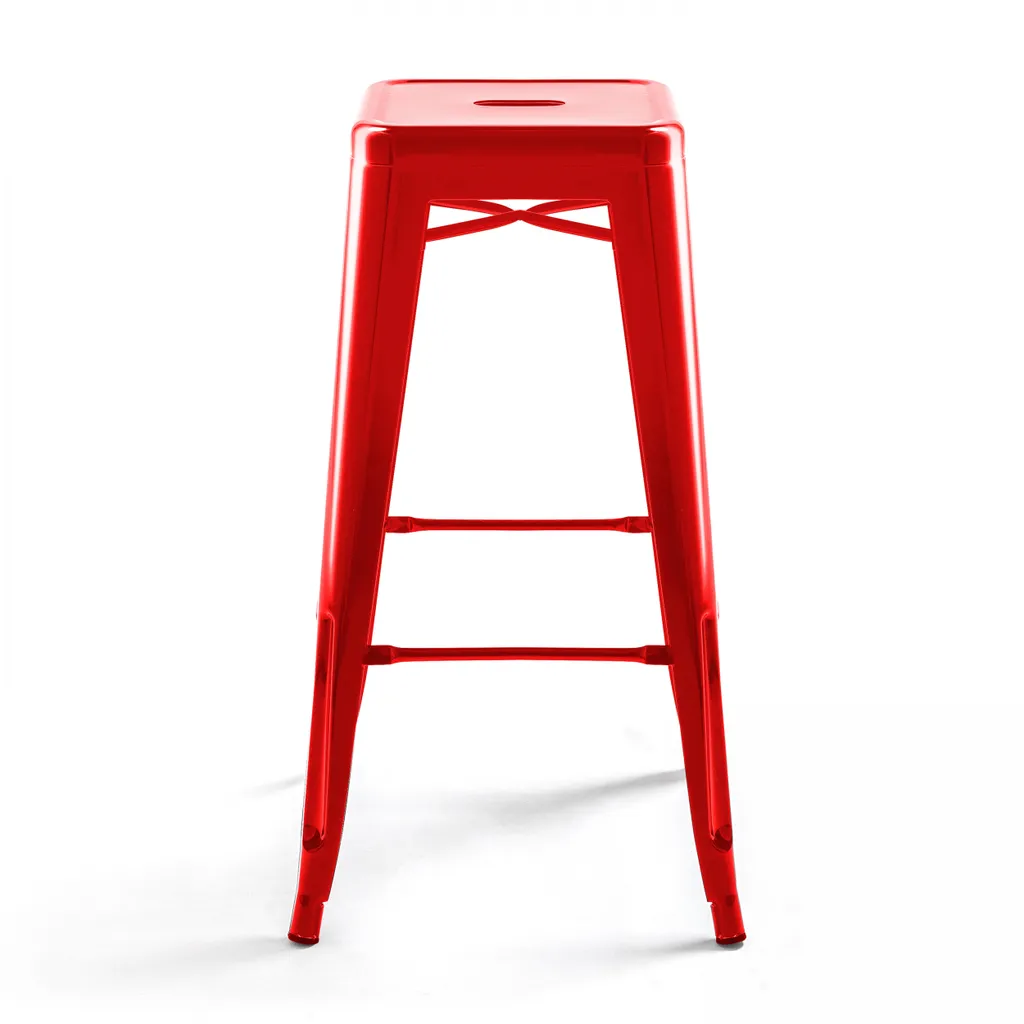 Sgabello Metallo Oviala Indus Rosso Lucido | Replica Design Tolix - 2