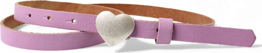 FRONHOFER süßer Kindergürtel mit silberner Herz Schnalle, plastikfrei, 1,5 cm schmal
