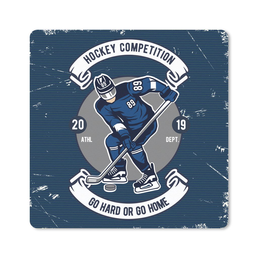 MuchoWow Mauspad Mousepad Eishockey - Jahrgang - Puck 20x20 cm - Mousepads - Maus Mat - Pad - Mausunterlage - Desk Mat - Bureauartikeln