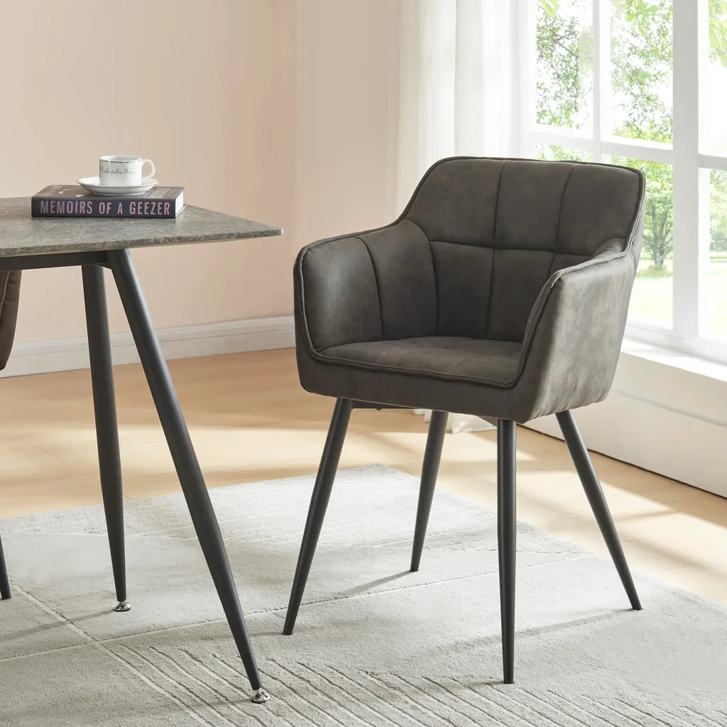 Birmingham Grey: Sedia Esclusiva con Gambe in Acciaio e Braccioli