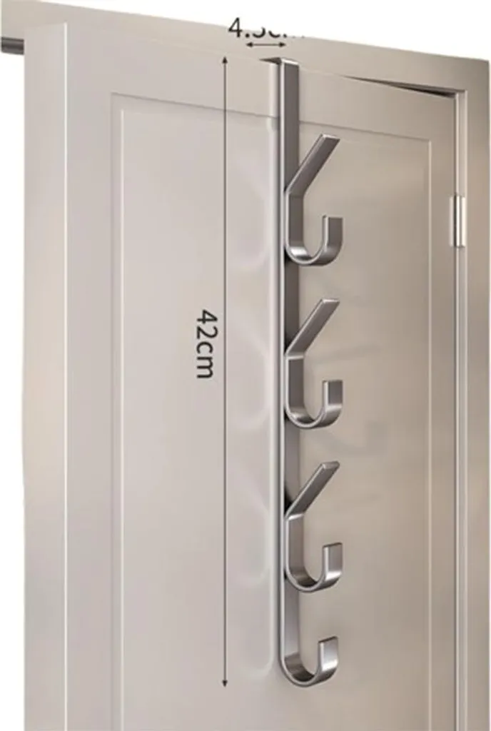 Organizer Porta INF in Acciaio Grigio | 5 Ganci Pieghevoli Salvaspazio