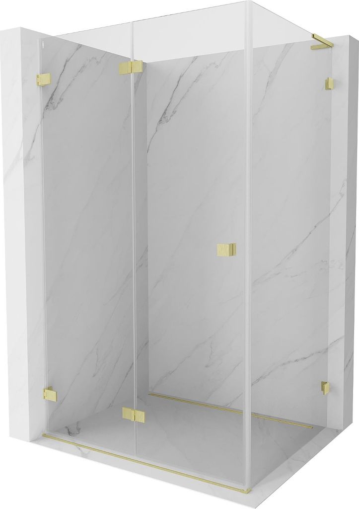 Mexen Lunar-F L Falttür-Duschkabine links 85 x 80 cm, transparent, gold gebürstet - 836L-085-080-55-00-L