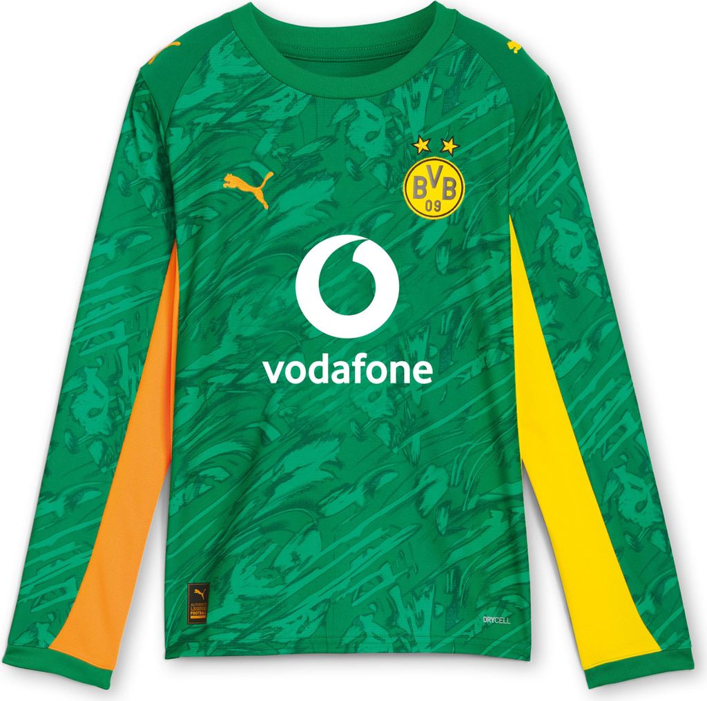 Puma Bvb Gk Jersey Replica Ls Jr With Sponsor - archive green-intense orange, Größe:176