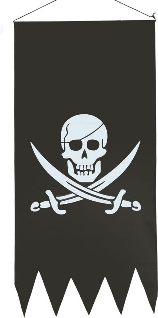 Piratenflagge Totenkopf Flagge schwarz-grau88x43cm - Produktbild 