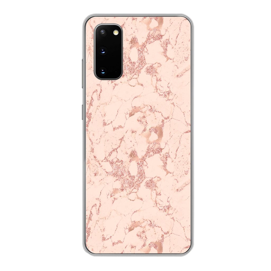 MuchoWow Handyhülle Schutzhülle Hülle für Samsung Galaxy S20 Marmor - Roségold - Muster - Chic Silikon Softcase Handy Hülle - Bild