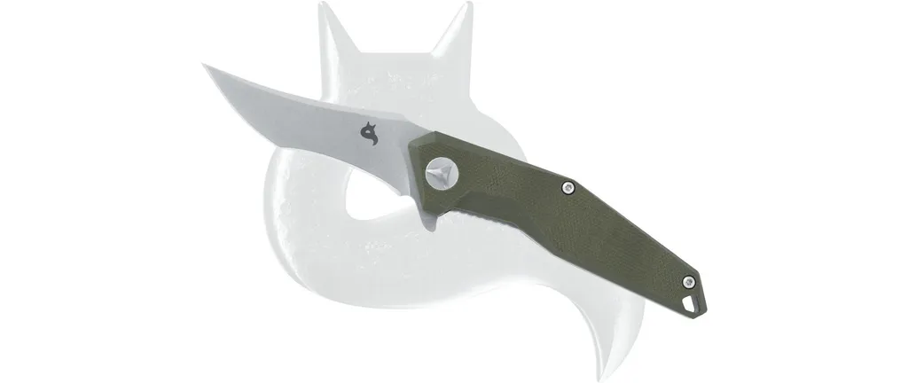 FOX Kravi Renard Noir Couteau Pliant G10 Vert Lame Stone Washed