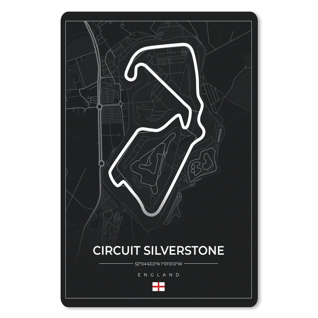 MuchoWow Mauspad Mousepad Rennsport - England - Rennstrecke - Silverstone - Schwarz 18x27 cm - Mousepads - Maus Mat - Pad - Mausunterlage