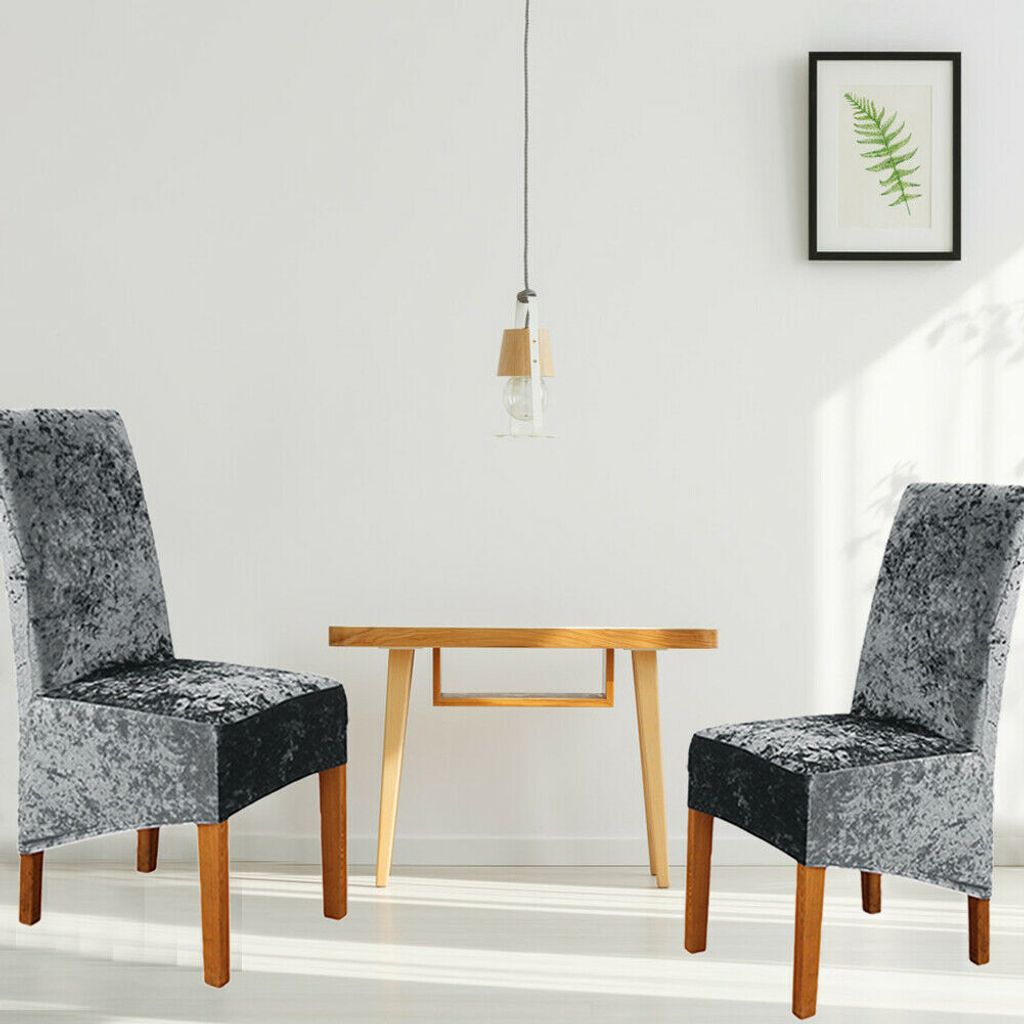 4 Stück Stuhlhussen Aus Stretch-Samt - Graue Schutzhüllen Für Esszimmerstühle