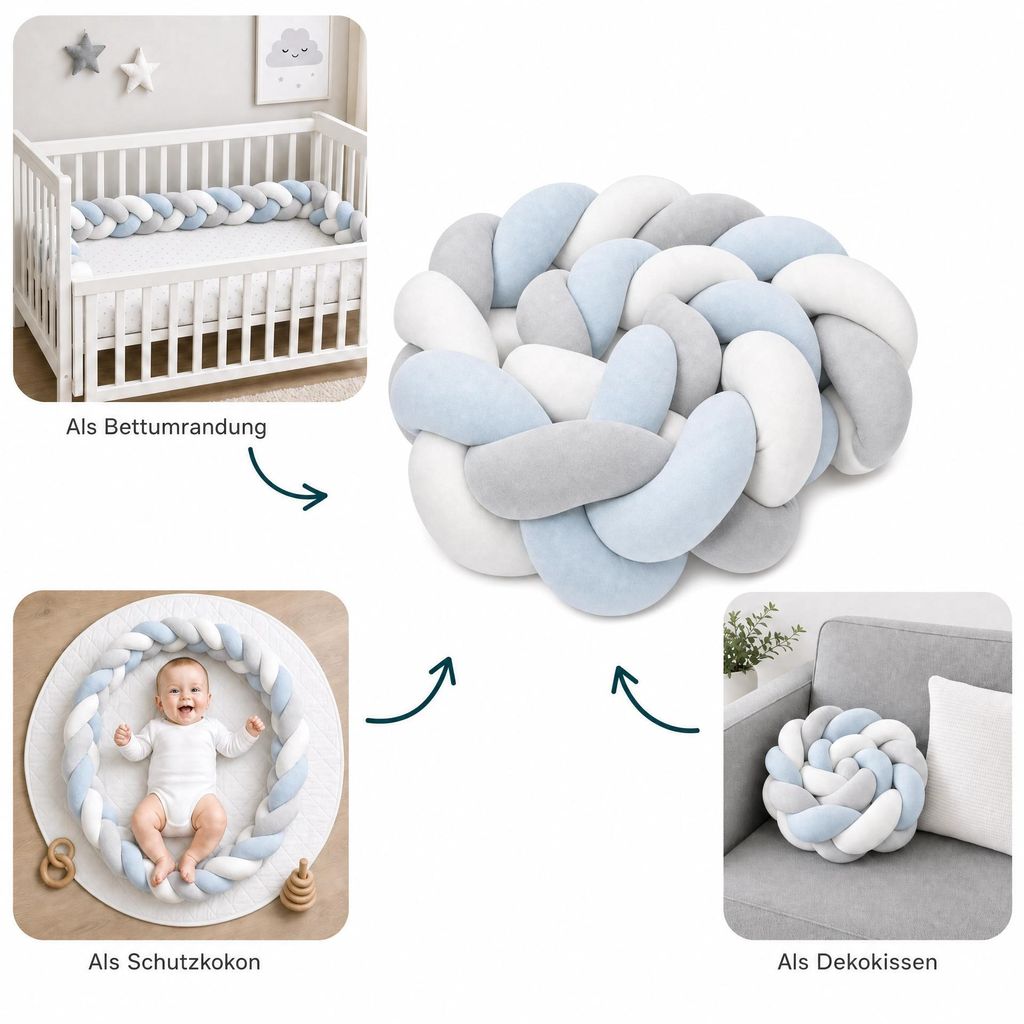 LuMali Bettschlange Baby Blau 210x18x12 cm , Produktbild 