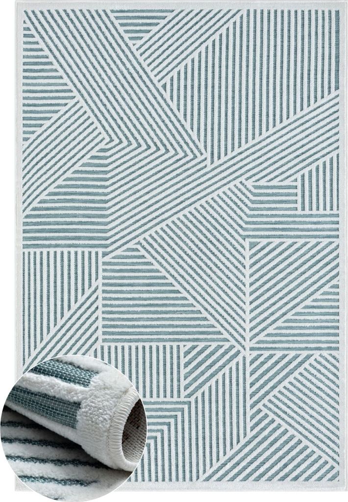 MY-RUG Outdoor-Teppich "Audrey II" 150x80 cm, blau, mit schlichtem Hoch-Tief-Design