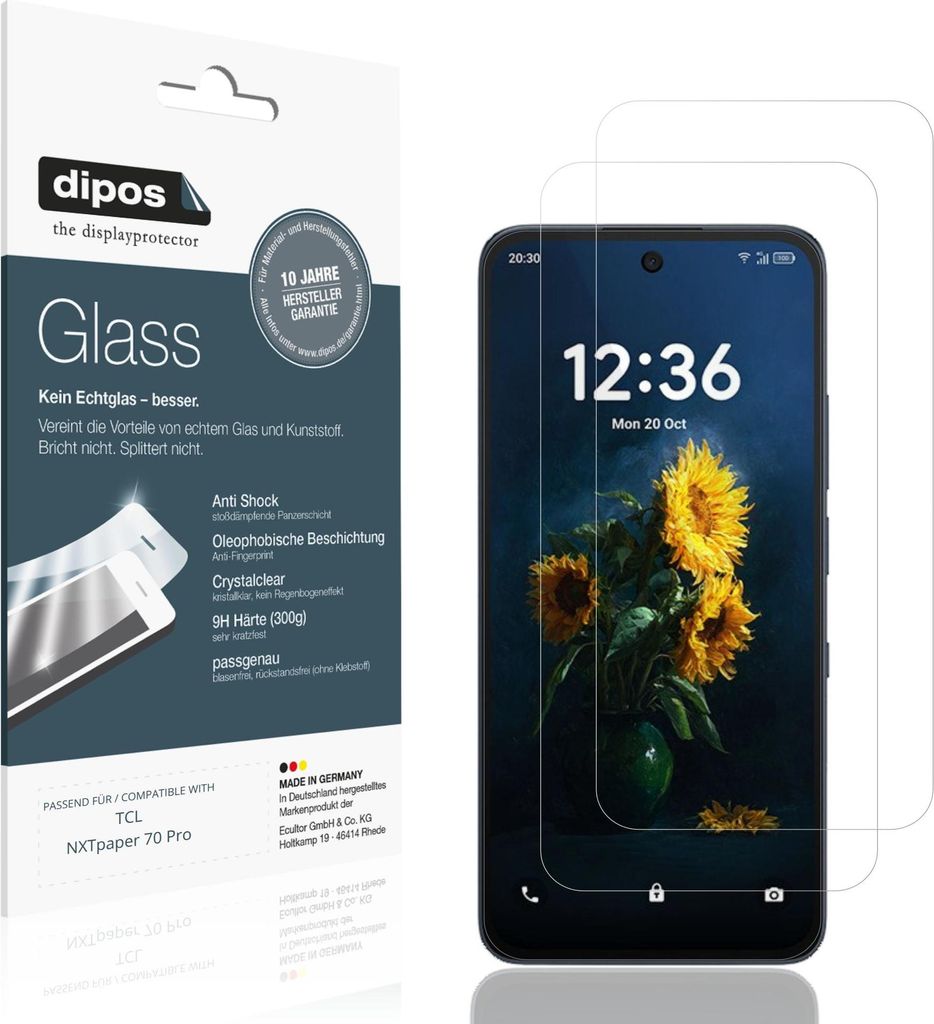 2x Schutzfolie für TCL NXTpaper 70 Pro - Anti-Shock 9H Folie dipos Glass Kunststoffglas