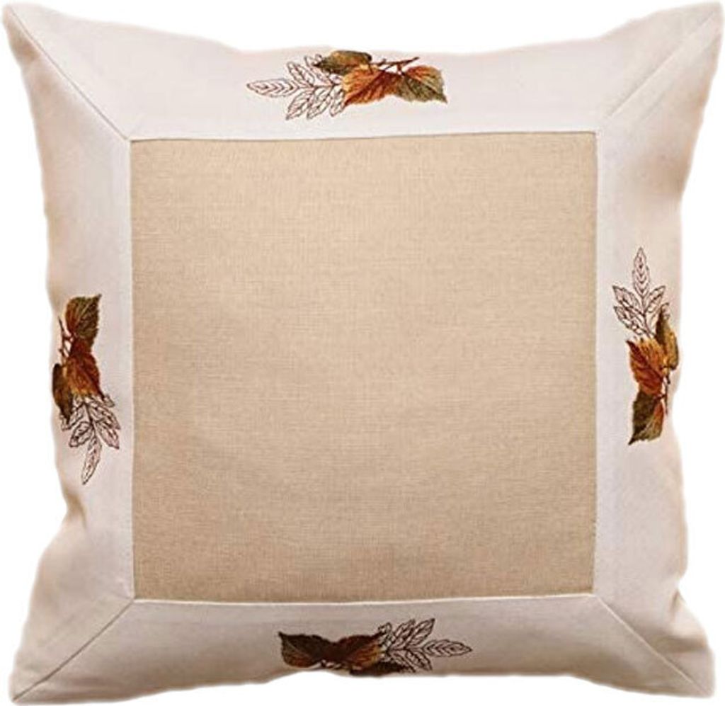 Kissenhülle 40 x 40 cm mit Stickerei Blätter 40 x 40 cm Kissenhülle