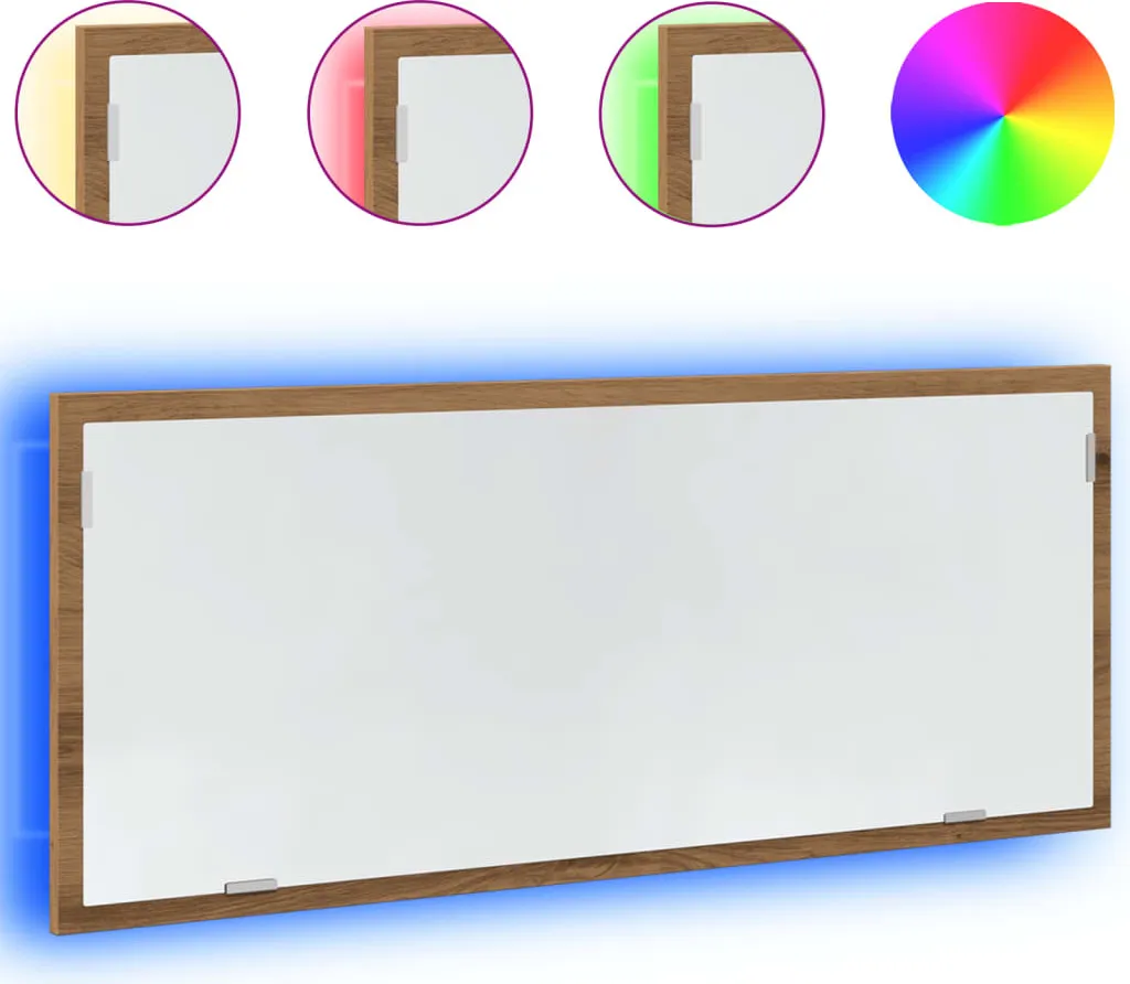 SYFAX™ Specchio LED Rovere 100x37 cm | Arredo Bagno Multistrato