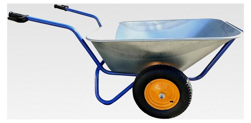 Schubkarre 200 L 2-Rad – verzinkte Stahlmulde, 32/2-mm Rahmen – 300 kg, Luftreifen 400-8 4PR, Kugellager – für Stall, Hof und Garten, ergono...