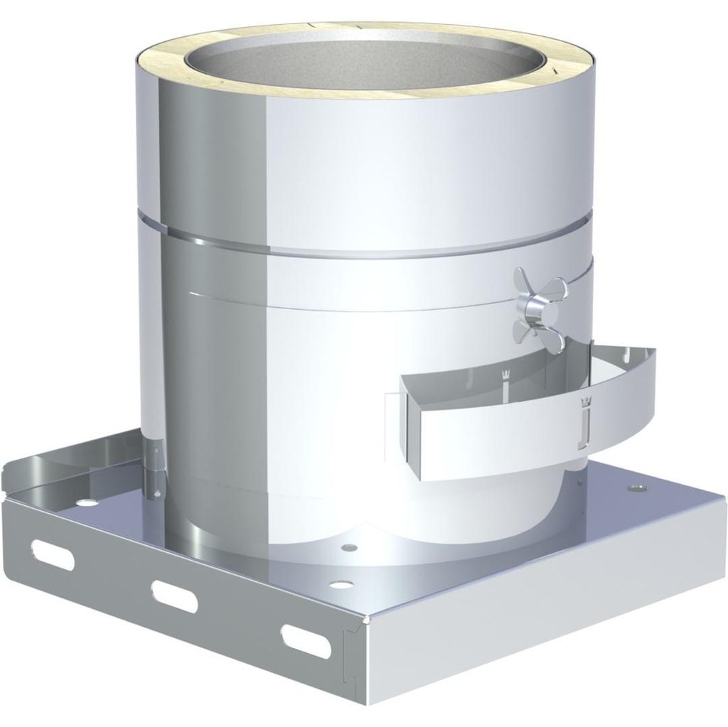 Jeremias DW-ECO 2.0 Grundplatte Ø 160mm Edelstahl doppelwandig mit herausnehmbarem Rußtopf für Schornstein Abgassystem