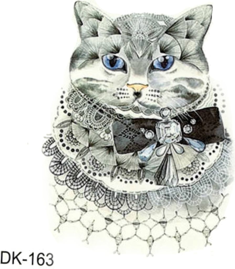 Temporäres Tattoo mit Katzenmotiv, Abmessungen 6 cm x 6 cm, Produktbild 