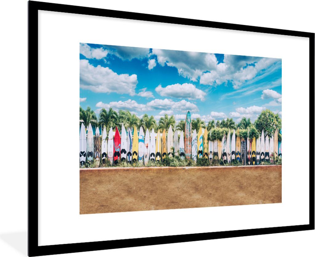 MuchoWow Gerahmtes Poster Surfbretter in einer Reihe 90x60 cm - Poster mit Schwarzem Bilderrahmen Wandposter Rahmen Foto Bilder - Wanddekoration ...