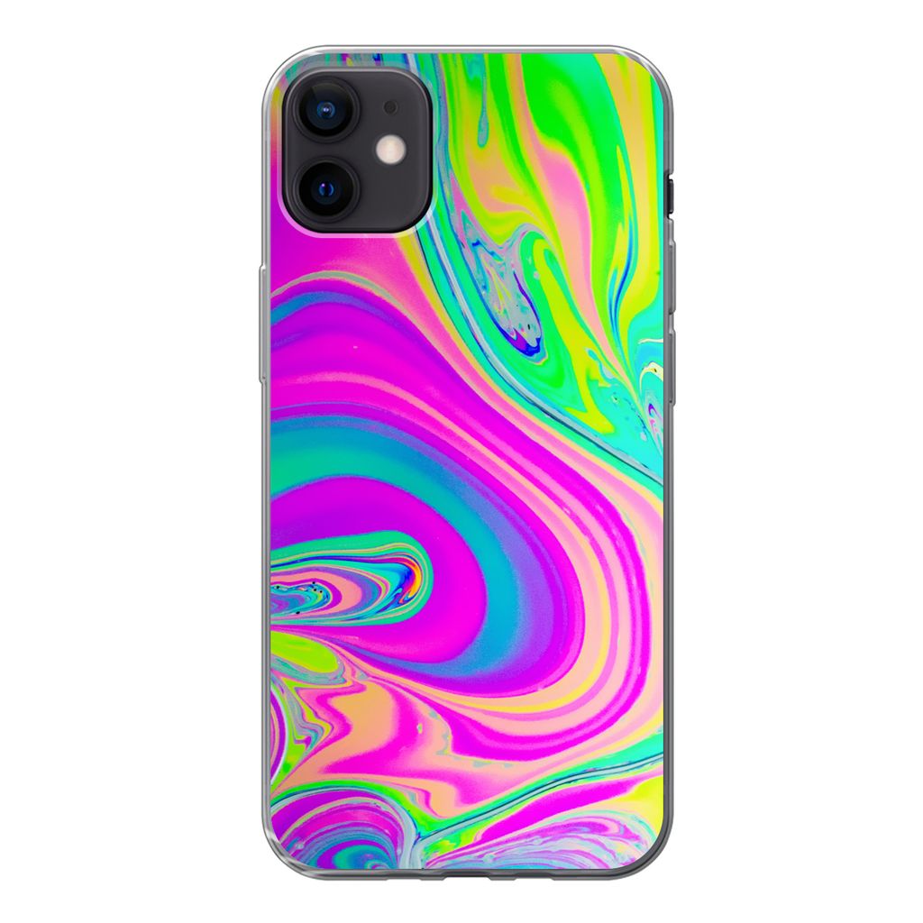 MuchoWow Handyhülle Schutzhülle Hülle für iPhone 12 mini Formen - Farbe - Kunst - Psychedelisch Silikon Softcase Handy Hülle - Bild