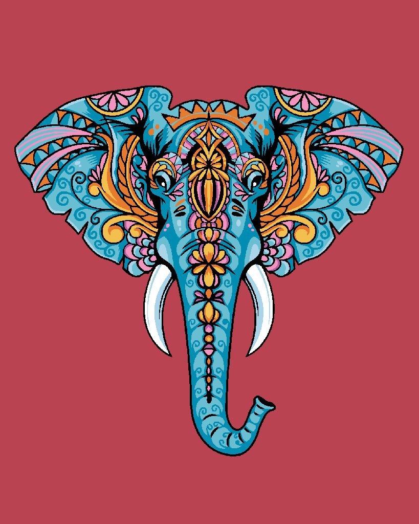 Zuty - Malen nach Zahlen - MANDALA ELEFANT, 40x50 cm, mit Keilrahmen (bereits gespannt)