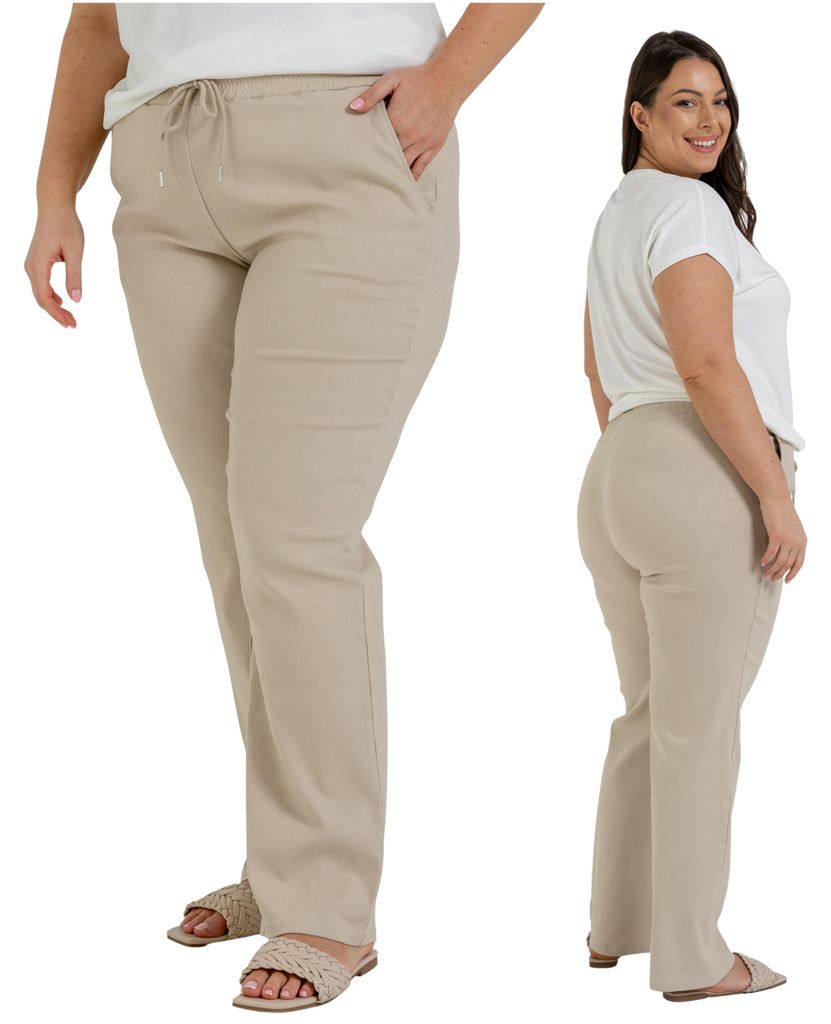 Moraj Damen Hose gerade mit Bindeband elastisch – Ecru, Produktbild 