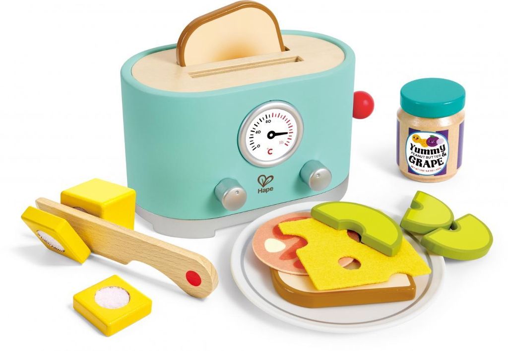Hape Spielzeug Toaster Pop-up Set - Interaktives Holz Kchenspielzeug