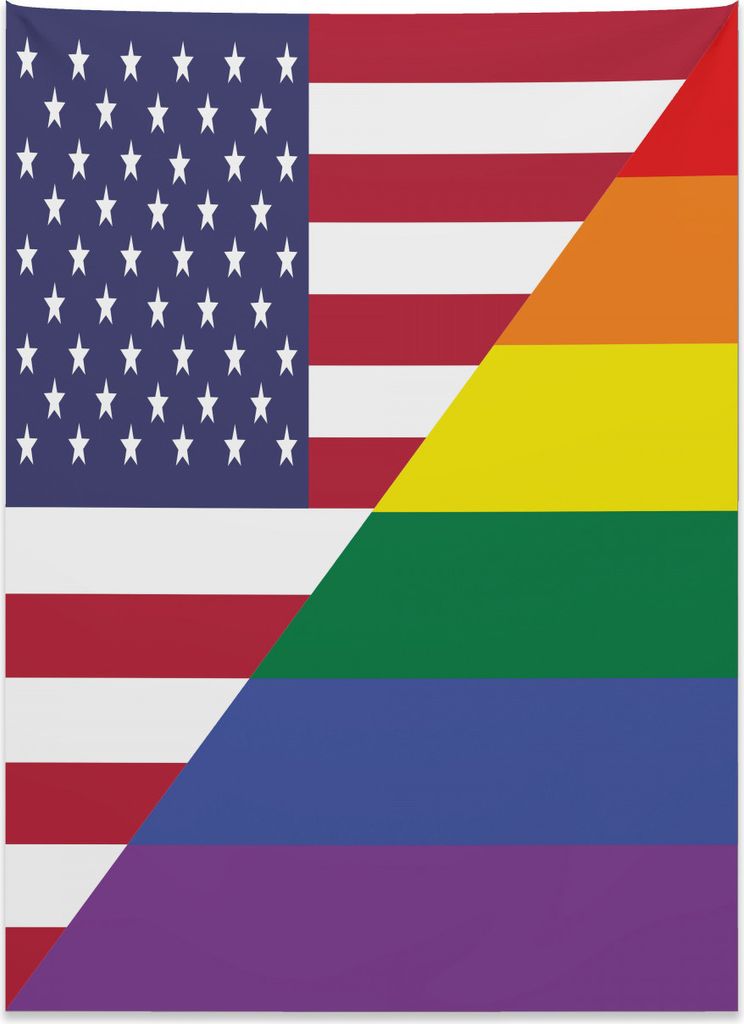 Abakuhaus Stolz Wandteppich, Flagge USA Regenbogenfarben aus Weiches Mikrofaser Stoff Kein Verblassen Klare Farben Waschbar, 110 x 150 cm, Mehrfarbig