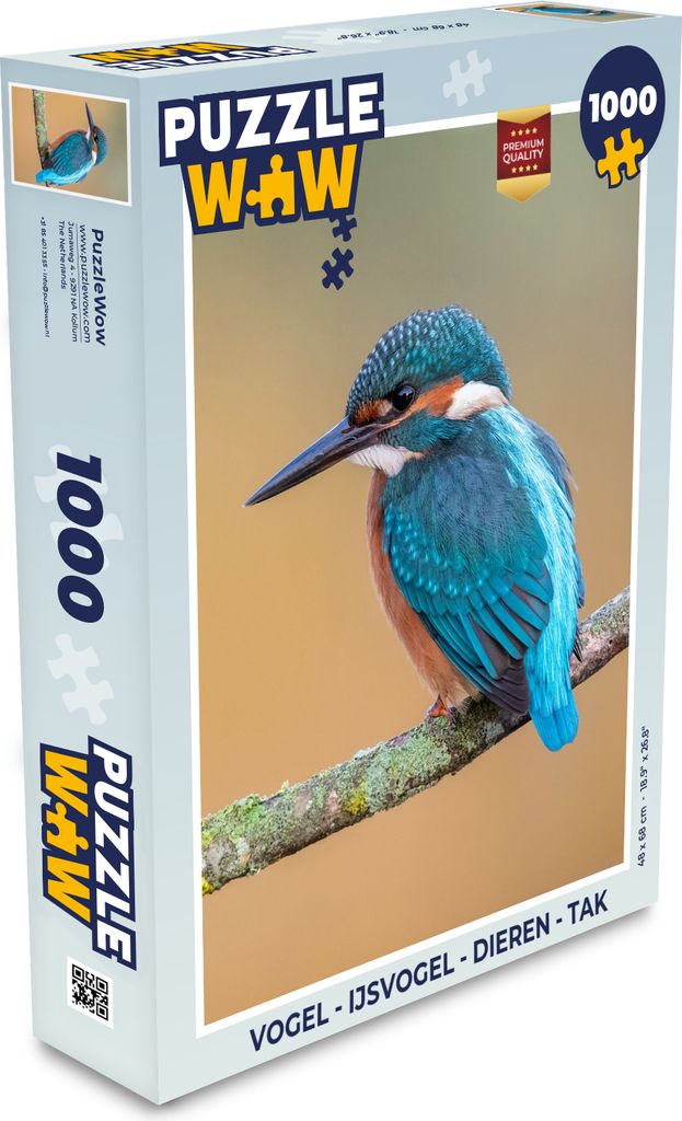 MuchoWow Puzzle 1000 Teile Vogel - Eisvogel - Tiere - Zweig - Spielzeug - Alt und Jung - Spiele - Puzzeln