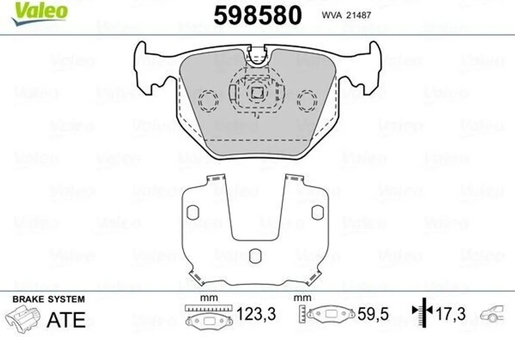 Plaquettes de frein VALEO 598580 pour BMW Série 3 E46 et Série 5 E39