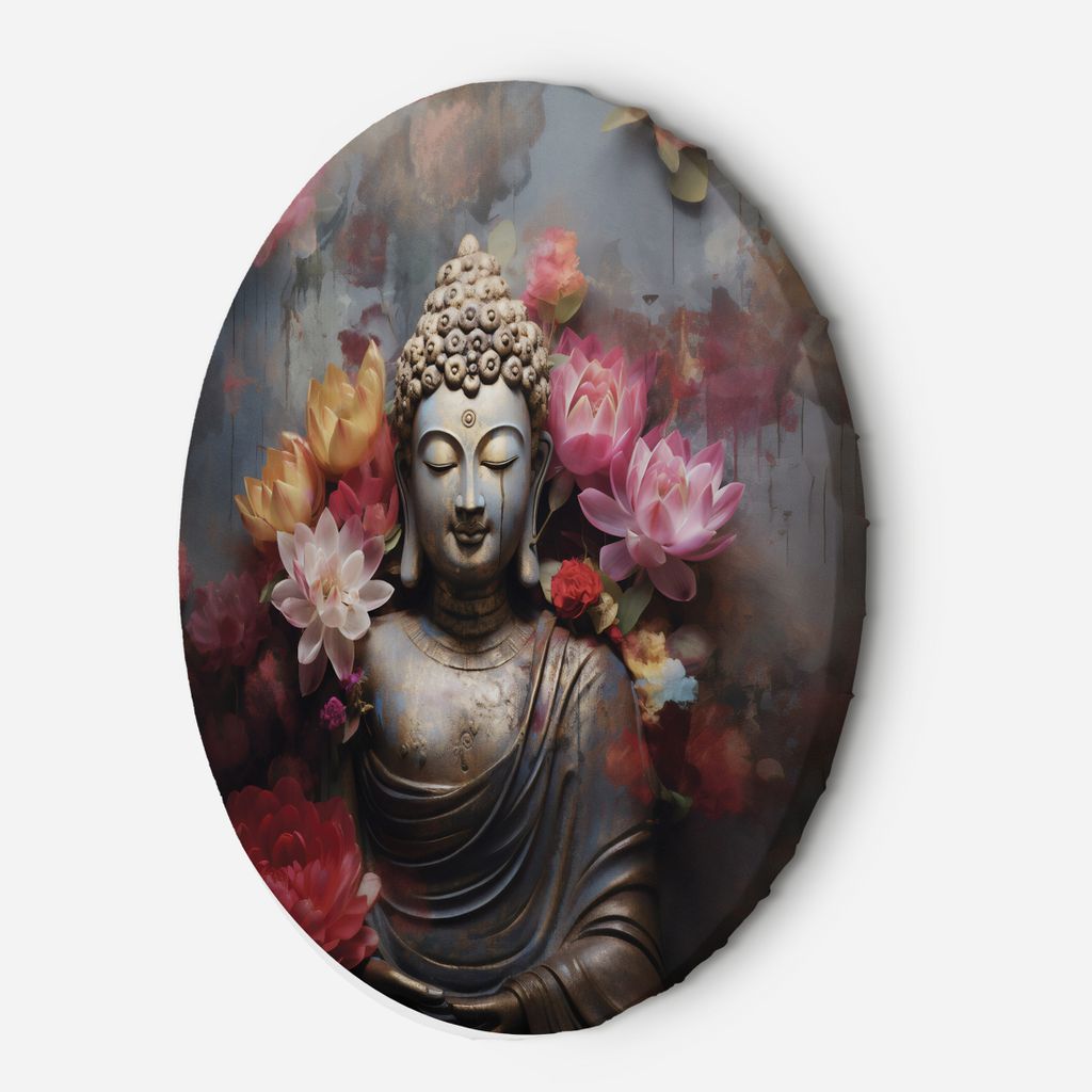 Leinwandbild rund Buddha Zen Blumen Abstraktion 80x80 Feeby Produktbild 