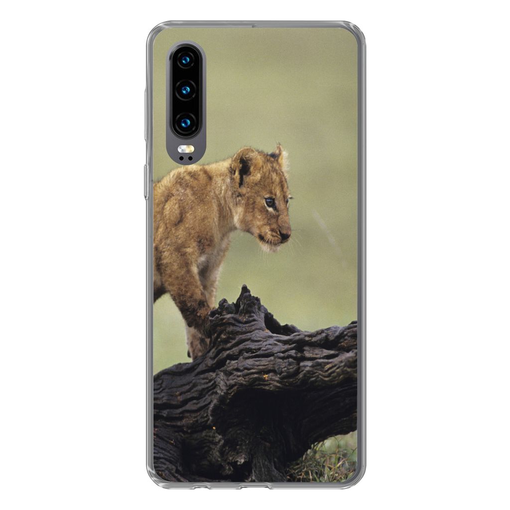 MuchoWow Handyhülle Schutzhülle Hülle für Huawei P30 Löwe - Rüssel - Junge Silikon Softcase Handy Hülle - Kartenbesitzer
