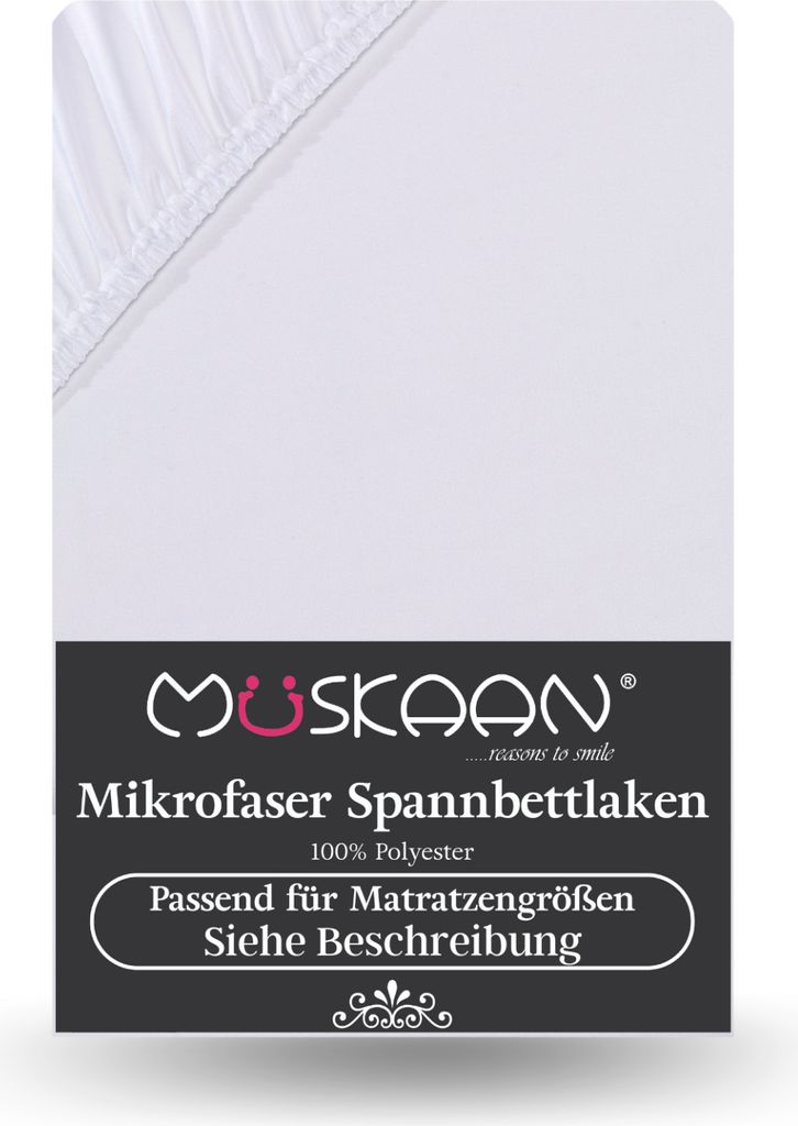 Microfaser Spannbettlaken 180x200 cm - 200x200 cm Weiss