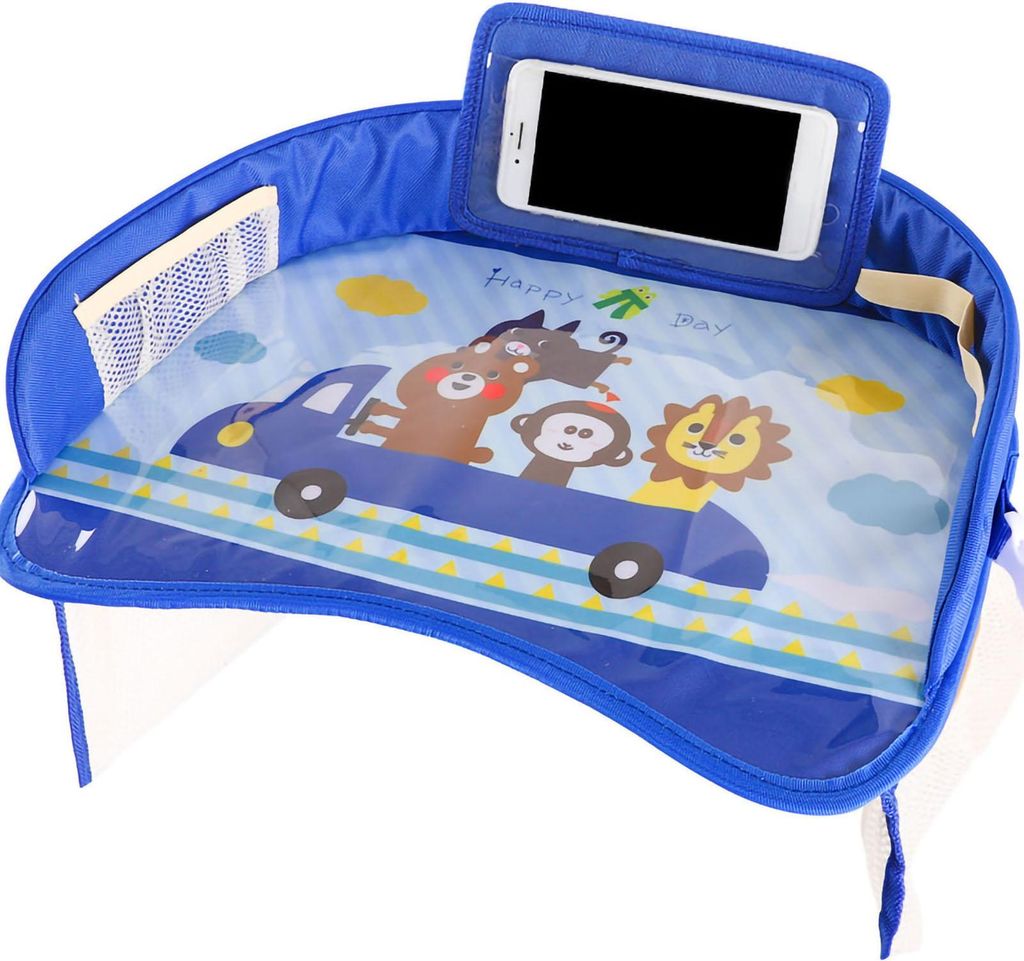 Kinder-Reisetablett, Sitz, Schoßaktivität, halb umschlossener Organizer mit transparenter Tasche, Seitentasche für Kinderwagen, Auto, Kind, glü...