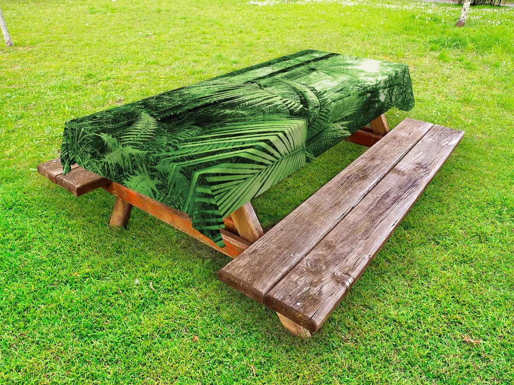 ABAKUHAUS Tovaglia Rettangolare Tema Giungla - Verde Marrone 140x170 Cm - 3